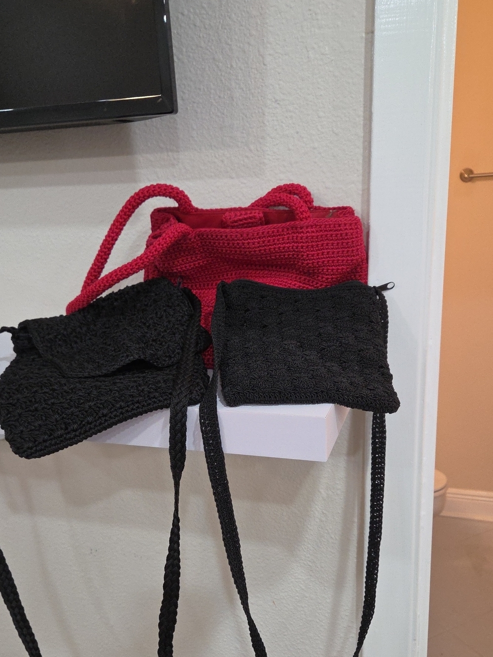 Handwoven Macrame Bundle with Black Crossbody Pouches